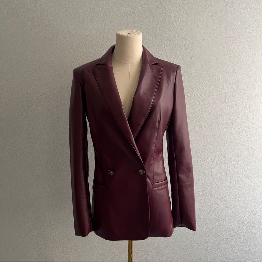 Burgundy Red Guess Leather Jacket